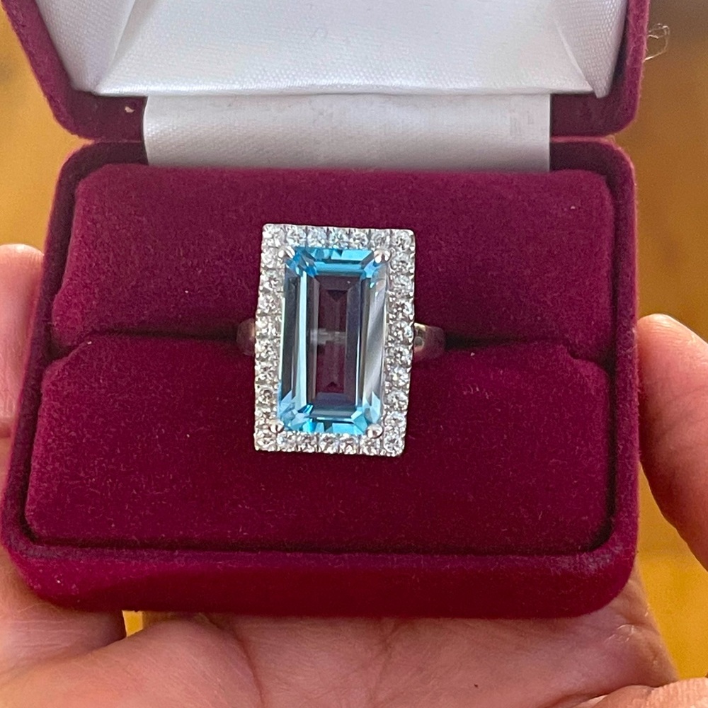 Huge blue quartz sterling silver ring